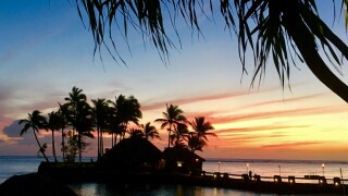 Sunset at the Warwick resort in Fiji. 