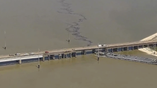 Barge hit bridge in Galveston