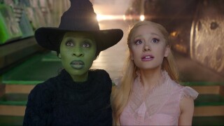 Cynthia Erivo, left, and Ariana Grande in a scene from the film "Wicked"